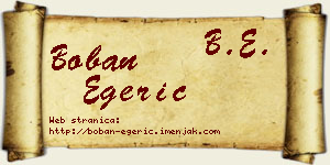 Boban Egerić vizit kartica